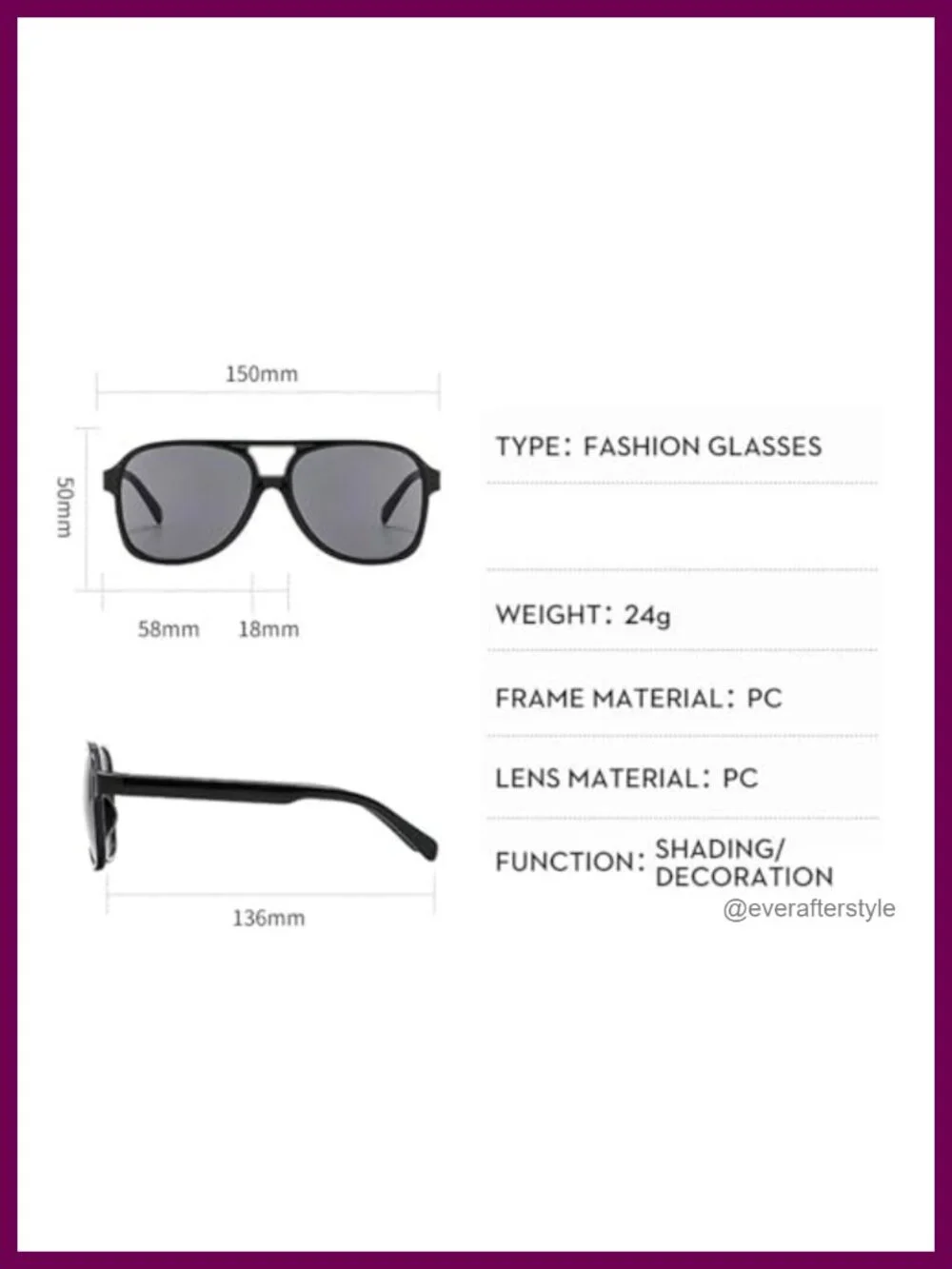 Vintage Oversized Square Frame Pilot Sunglasses UV400 Protection